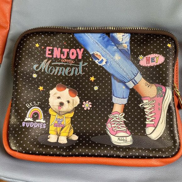 Nicole Lee USA Nikky Fashion Backpack Enjoy Every Moment Medium Faux Leather Zip - Picture 3 of 16